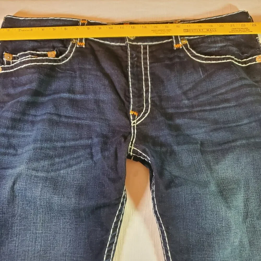 True Religion Ricky Super T Flap Pocket Frayed Hem Denim Shorts Mens Size 44 W44